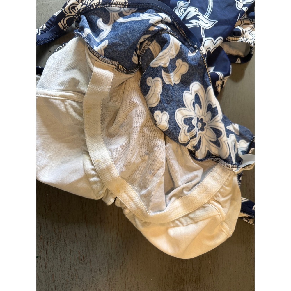 Classics by Jantzen Vintage Navy White Floral One Piece Swimsuit Sz 12 - Picture 6 of 6